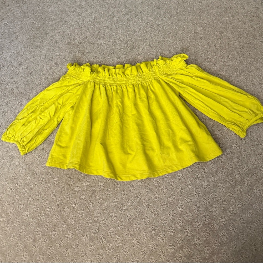 3 for $15 Zara Bright Yellow Off the Shoulder Ruffle Top Neon Y2K Summer Bright - Picture 4 of 8